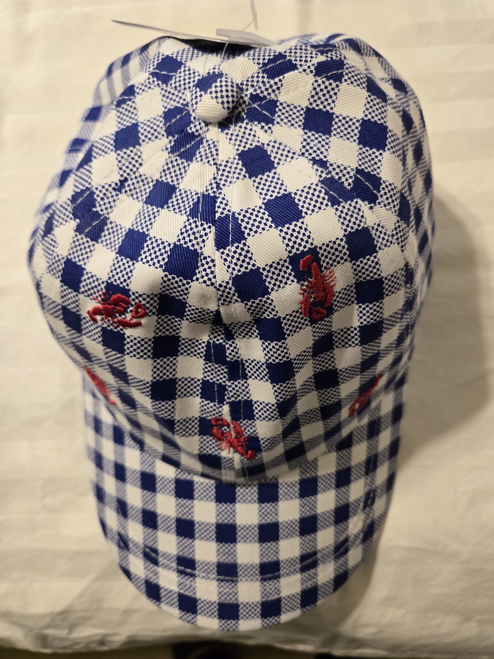 NWT Universal Thread Blue & White Gingham Baseball Hat With Lobsters OS
